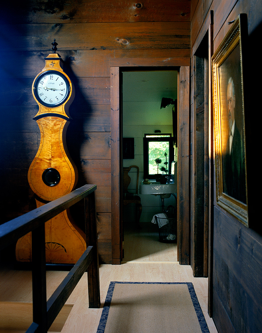 grandfather clock in stairway and hall