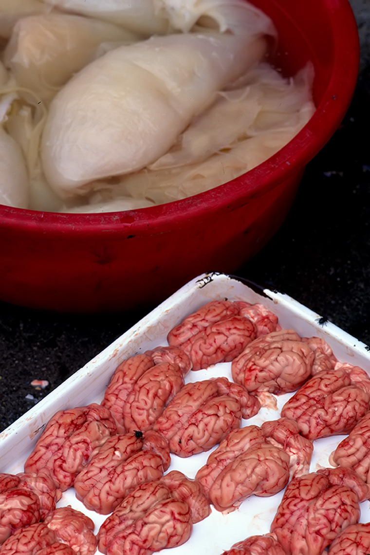 brains pink stomach chinsese market chengdu china