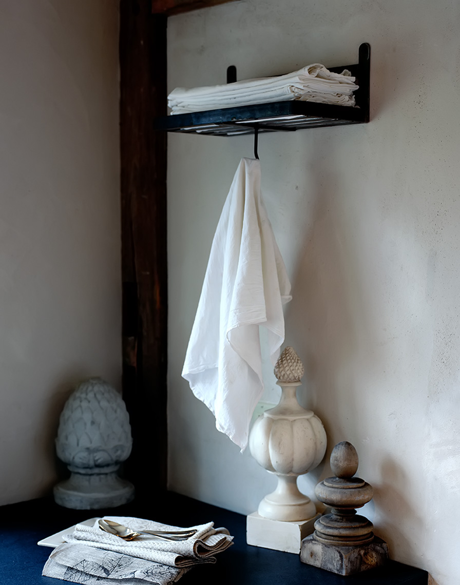 white cloth hanging in country kitchen